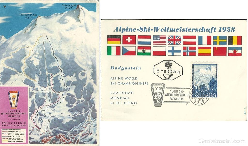 <Postkarte zur Ski WM 1958