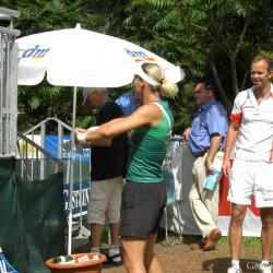 Sybille Bammer beim Warm-up