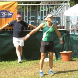 Sybille Bammer beim Warm-up