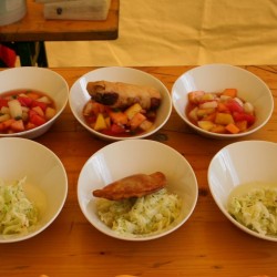 Fruehlingsrolle und Fleischkrapfen bei der Halfway