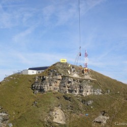 Bau des nördlichen Fundaments Hängebrücke